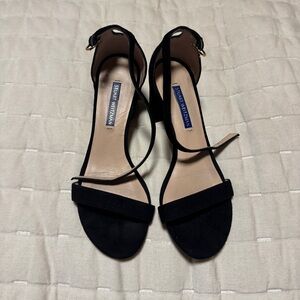 Stuart Weitzman Black Suede Women's Sandals Nudist 35 Block Sandal